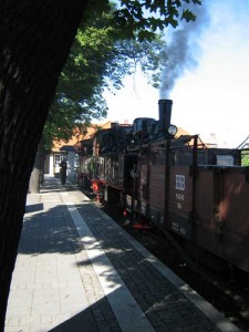 Historischer Zug der Harzer Schmalspurbahnen im Bahnhof Wernigerode