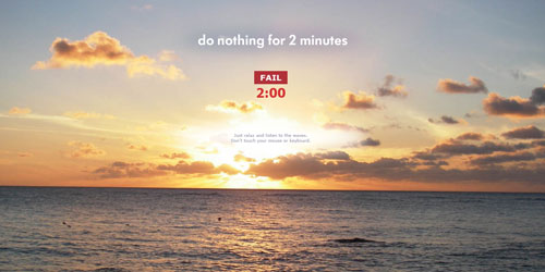 Homepage "Do nothing for 2 minutes"