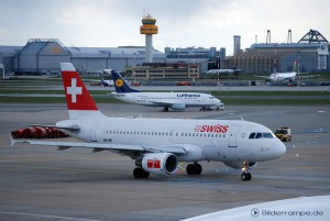 Lufthansa Boeing und Swiss Airbus in Hamburg