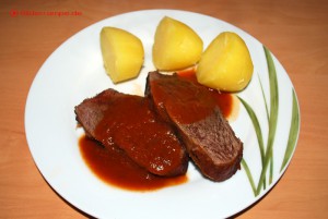 Rinderschmorbraten angerichtet