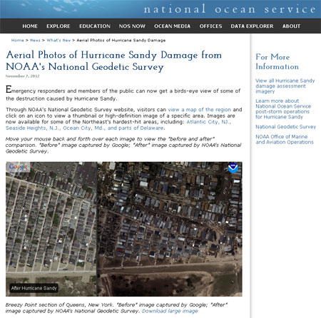 Zerstörungen durch Sandy | Homepage der NOAA