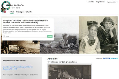 Screenshot Europeana 1914-1918
