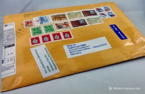 Umschlag mit Briefmarken-Sammlung