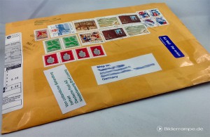 Umschlag mit Briefmarken-Sammlung Umschlag mit Briefmarken-Sammlung