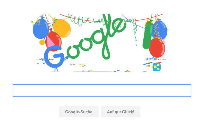 Google Doodle zum 18. Geburtstag von Google