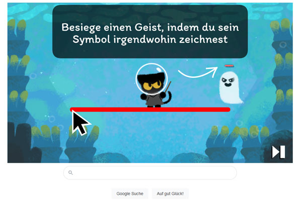 Screenshot: Google Doodle Spiel zu Halloweeen